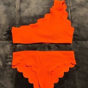Orange Scalloped Trimmed Bikini